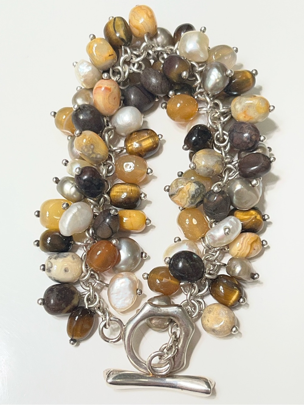 Whitney Kelly Sterling Silver Multi Gemstone Cha Cha Bracelet Toggle